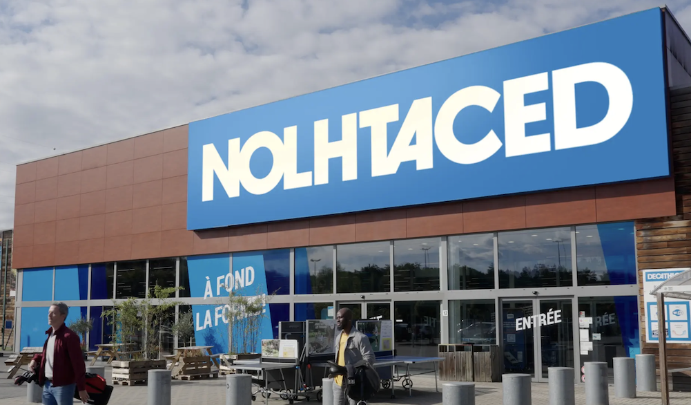 Decathlon reverses its name to 'NOLHTACED' in 3 Belgian cities