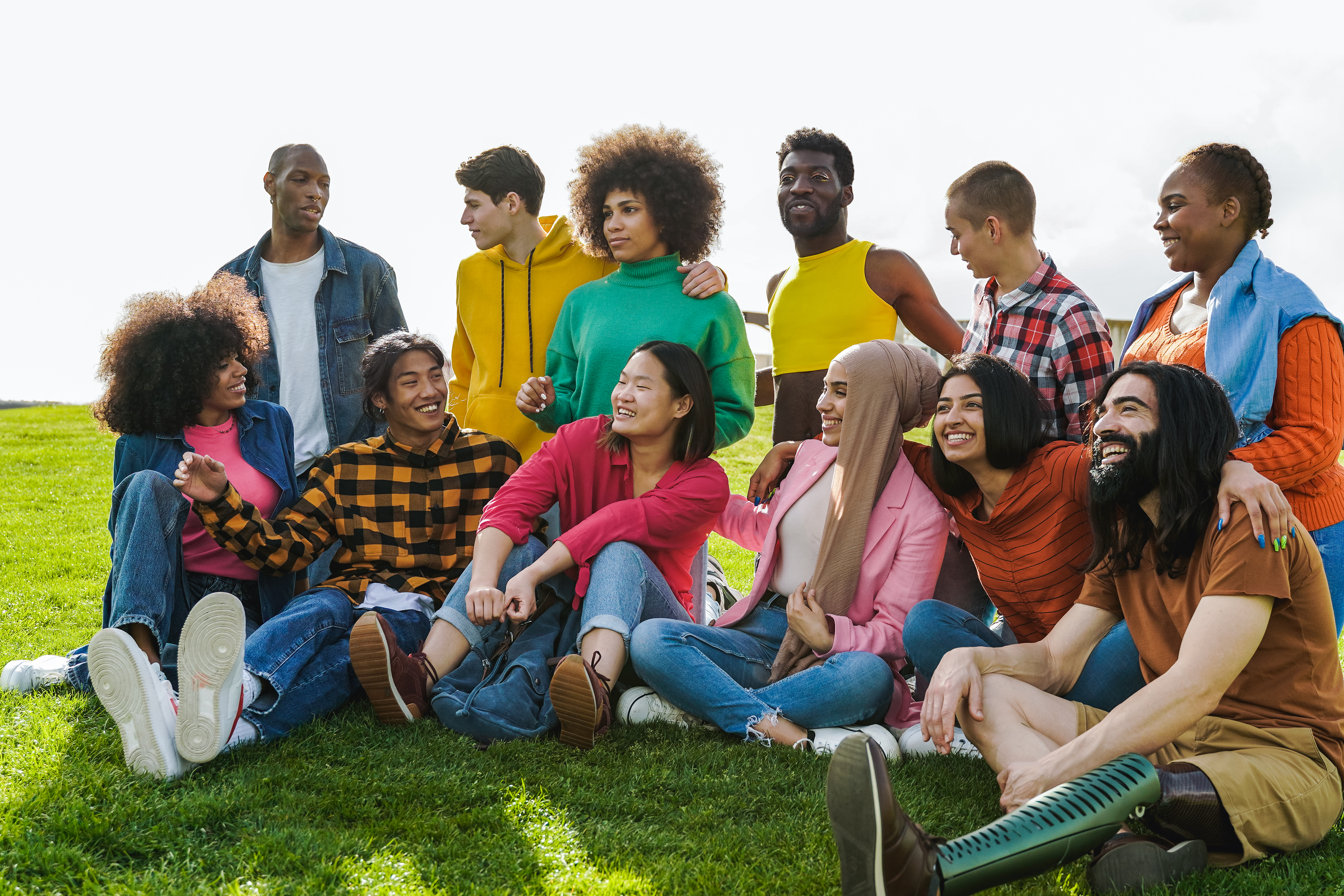 Diverse friends having fun outdoor during summer vacations - Diversity and multiethnic community