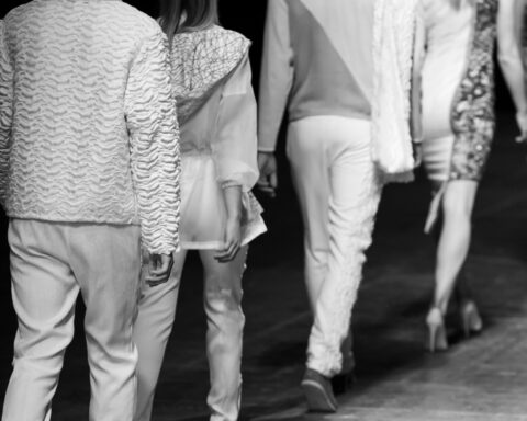 Fashion Week catwalk runway show themed photo.