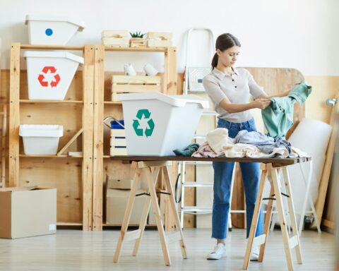 Woman sorting the clothes