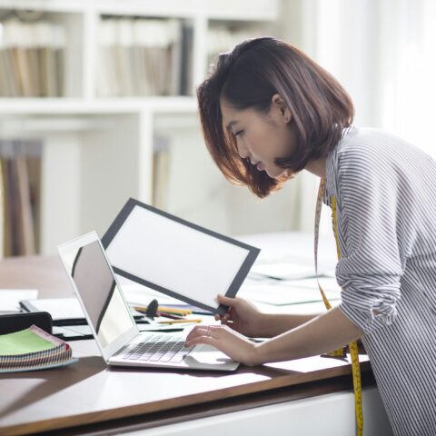 Fashion designer working in studio