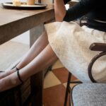 ↟ Girl in the cafe in white skirt