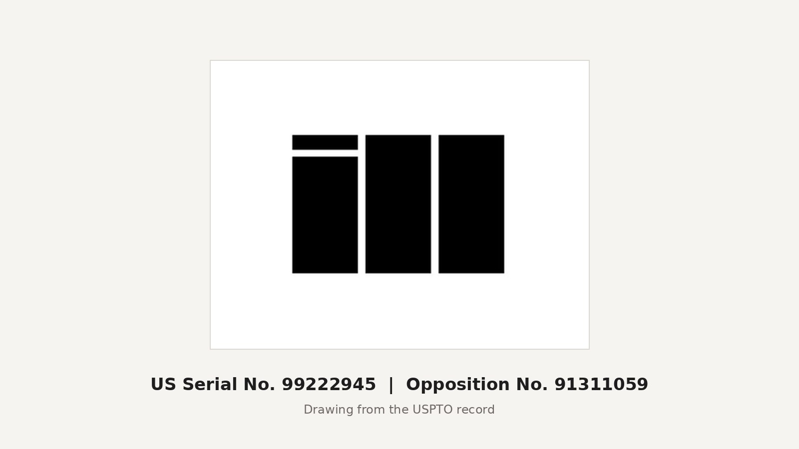 Infinite Machine logo of three vertical rectangles opposed by adidas, from US application Serial No. 99222945