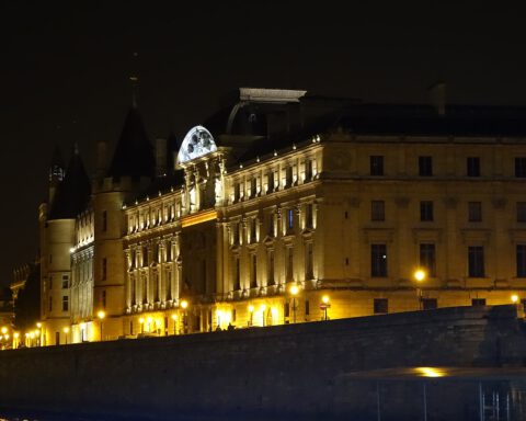 The Cour de cassation in Paris at night