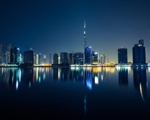 Dubai skyline at night